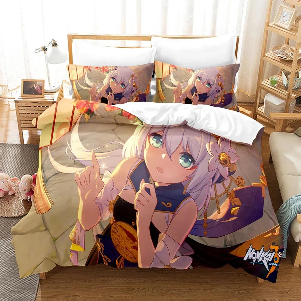 3D Anime Honkai Impact 3Rd Bedding Set Printed Decorative 2/3Pcs Duvet Cover Set Bedclothes Quilt Cover Home For Aldult Kid Teen