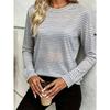 T-shirt décontracté à manches longues et col rond pour femme avec impression 3D