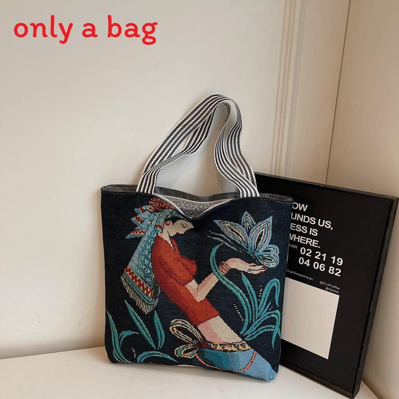 Canvas-Tasche mit Stickerei für den täglichen Gebrauch und den Weg zur Arbeit