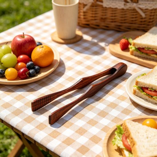 Wooden Tongs for Cooking Heat Resistant Wood Salad Servers BBQ