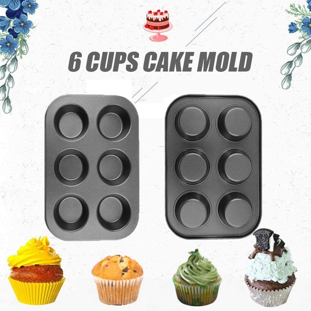 Tavă antiaderență pentru cupcake cu 6 cavități Tavă pentru brioșe din oțel carbon Formă pentru prăjituri Biscuiți Tavă pentru brioșe Ustensile de copt pentru patiserie DIY