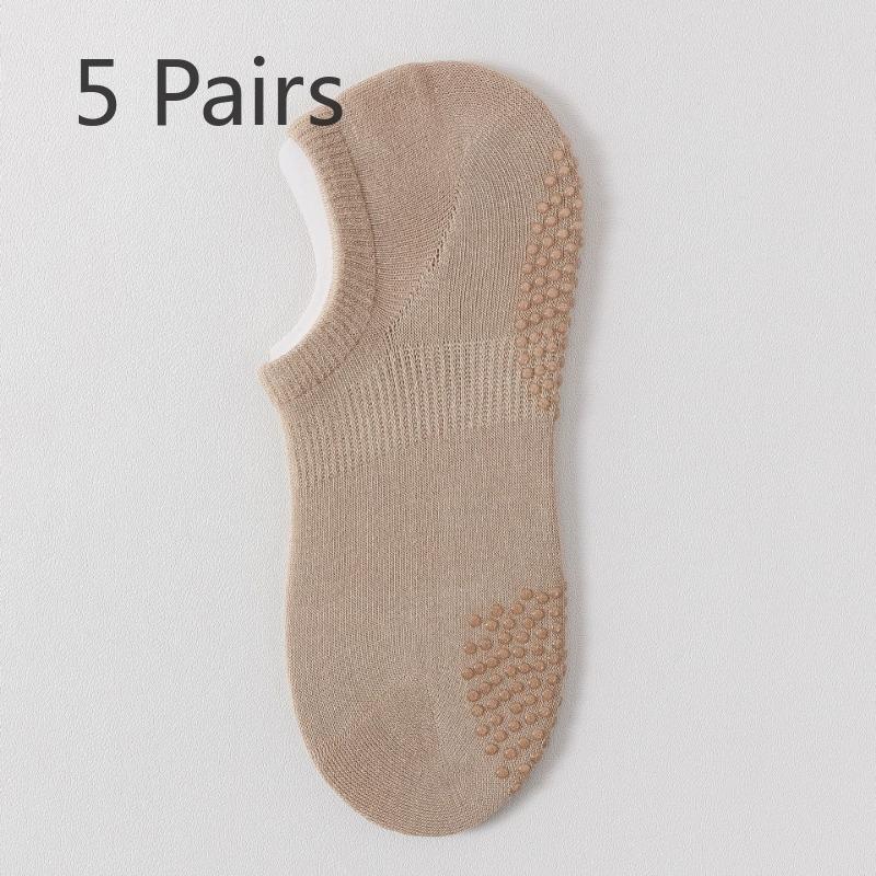 

5 пар женских носков-лодочек из бамбукового волокна, тонкие, впитывающие пот, дышащие, резиновые носки с острыми краями, нескользящие, невидимые носки без костей 5 pairs хаки