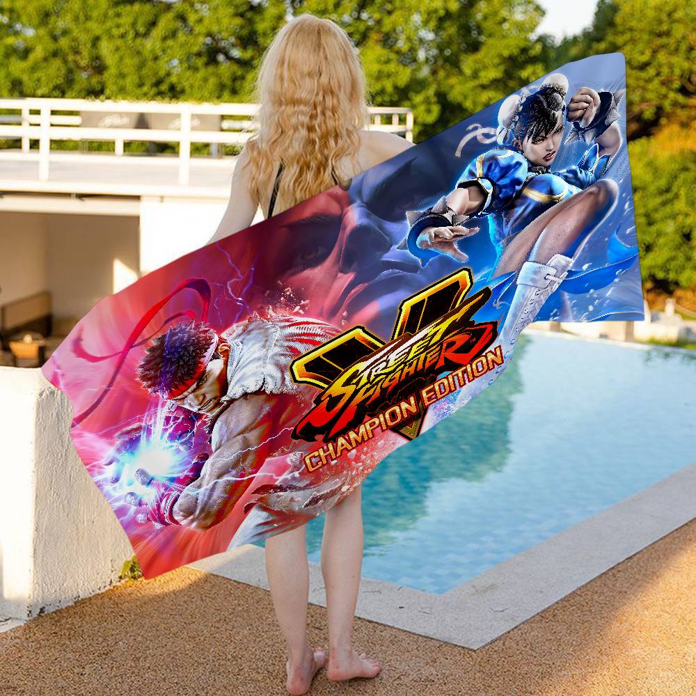 Street Fighter Retro Gamer Microfiber Printed Beach Towel Mountain Climbing Yoga Beach Swimming Running Absorbent Soft Towel