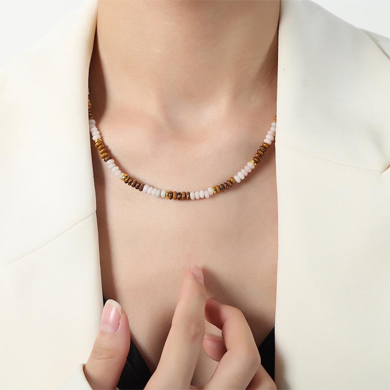 Collier en perles d'agate de Tianhe, perles rondes, fait à la main, accessoires Maillard, personnalité, tempérament, bijoux polyvalents