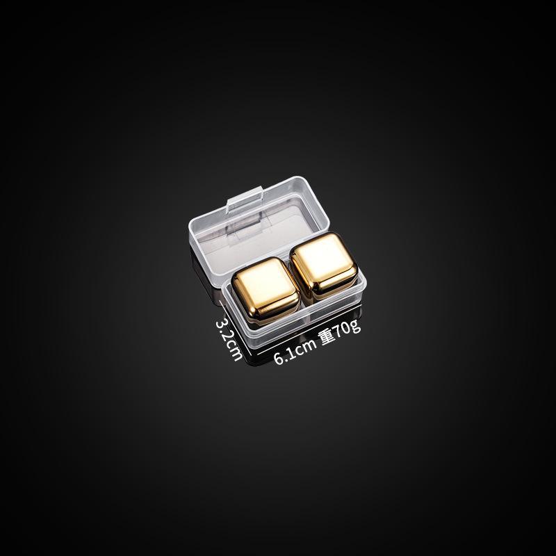 Gold and Siver Metal Cooling Rocks Reusable Ice Cubes Whiskey Steel Ice Cubes 304 Stainless Steel and with Storage Box for Vodka