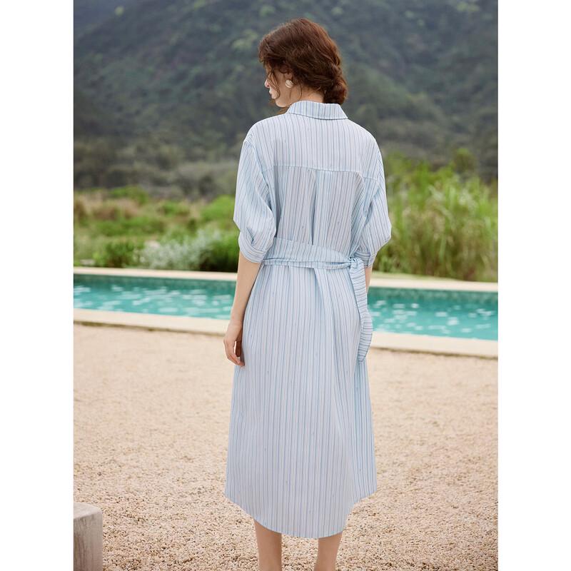 ELLE Striped Twisted Design A-Line Dress