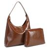 Lazy Style Retro Large-capacity Tote Bag Female Oil Wax Leather All-match Commuter One-shoulder Handbag