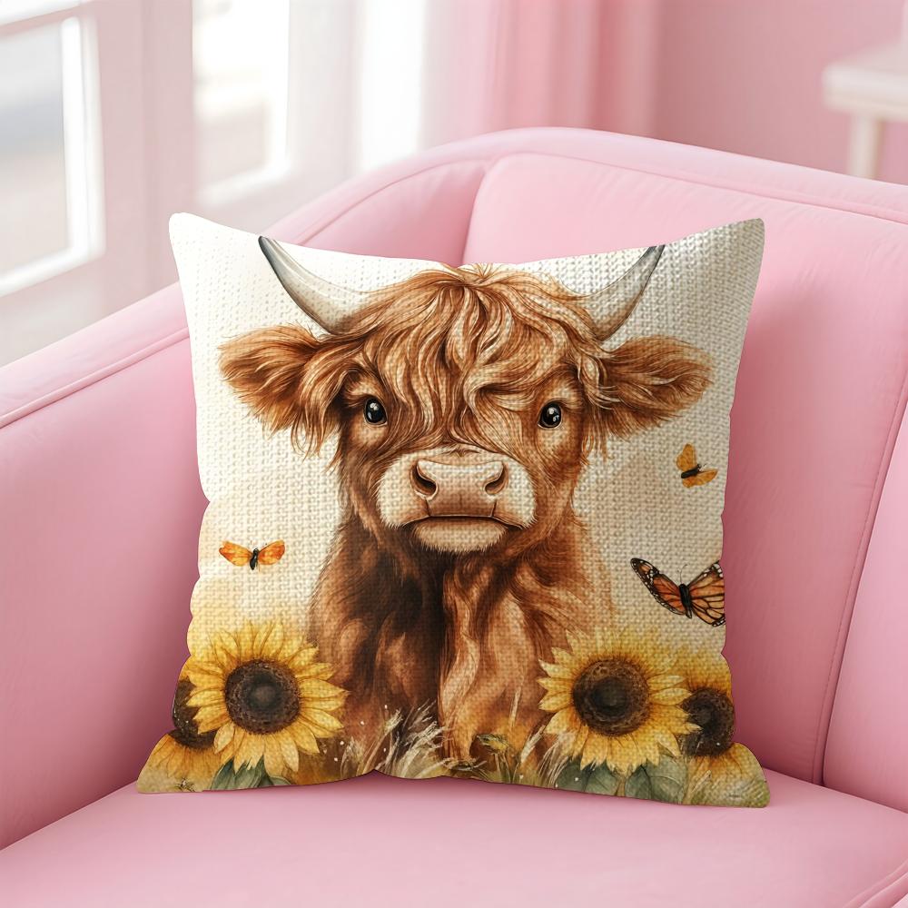 Scottish Highland cattle Cushion Cover Comfort Sofa Bed Silky Elegant Invisible Zipper Decorative Holiday Gifts