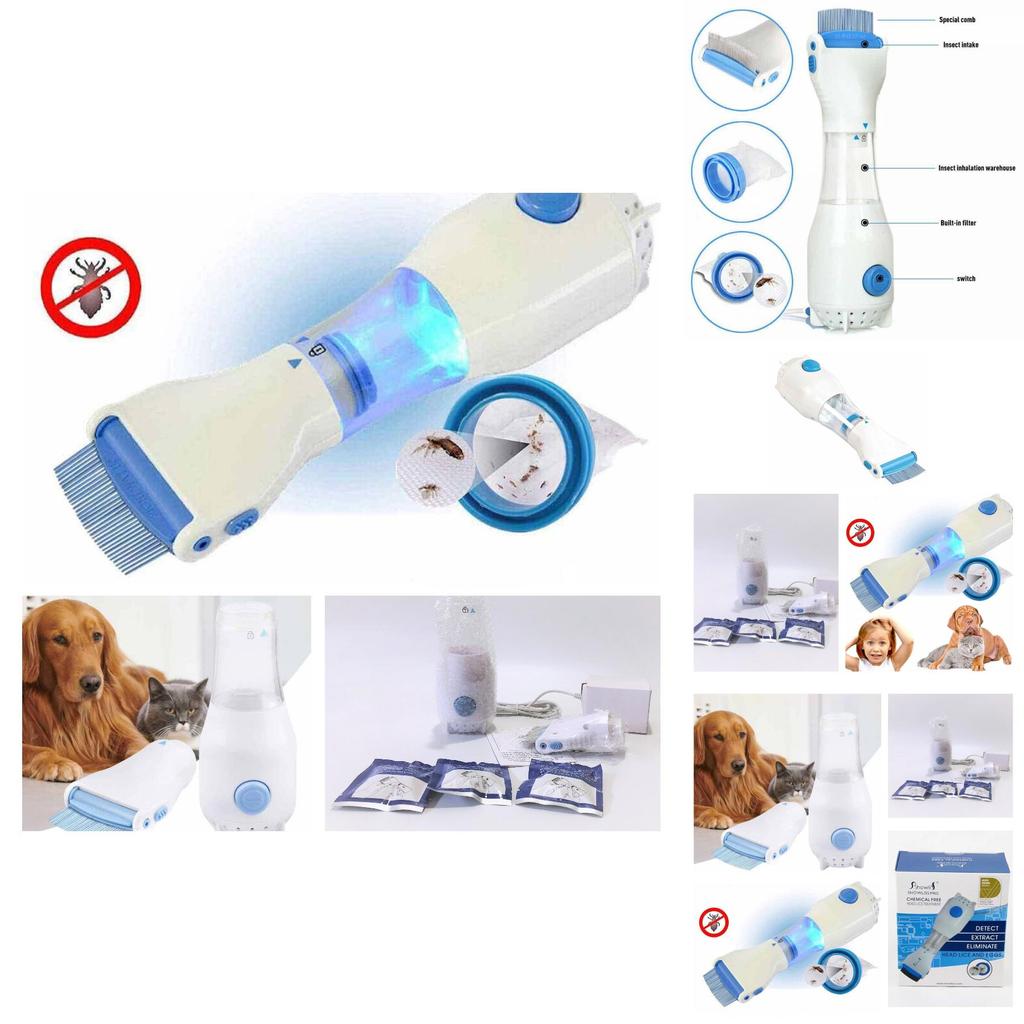 Electric Vacuum Head Lice Nit Comb Brush Pet Dog Flea Filter Remover Treatment