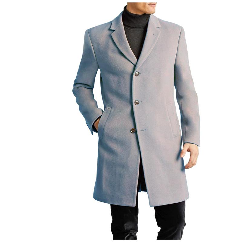 Woolen Men's Coat Multi-color Woolen Lined Coat