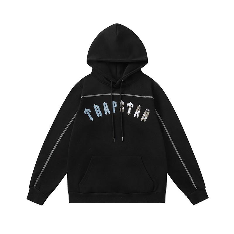 Mens Oversized Gradient Letter Embroidered Hooded Sweatshirt Set Streetwear Casual Tracksuit
