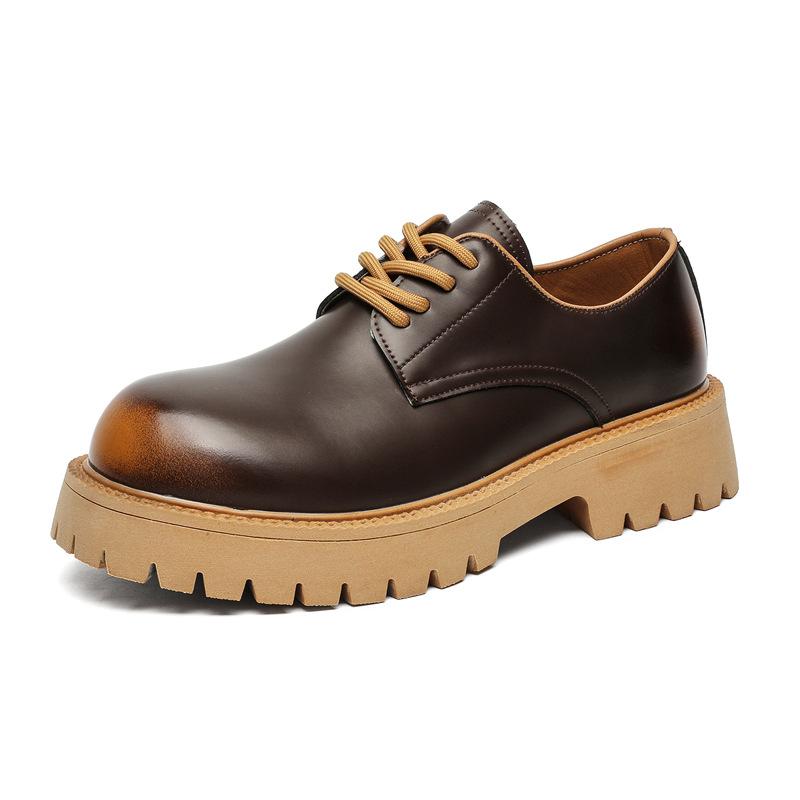 

Кожаные туфли мужские британские туфли дерби с большой головкой на толстой подошве туфли для инструмента толстая подошва внутренняя высота увеличивается низкий верх бизнес 66501-J 38 светло-коричневого
