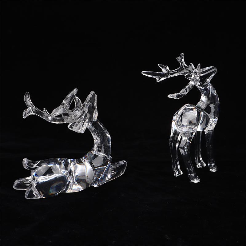 1Pc  Deer Figurines Desktop Ornament Transparent Elk Reindeer Sculpture