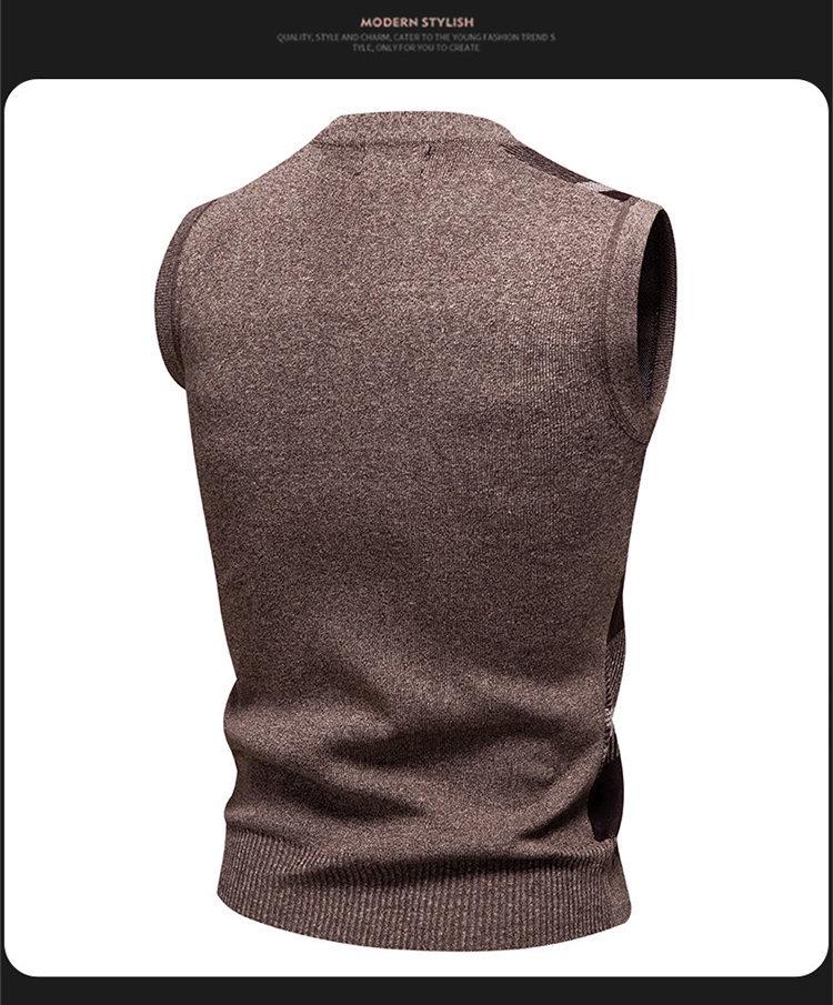 2025 Men's Autumn/Winter V-Neck Grid Knit Pullover Vest