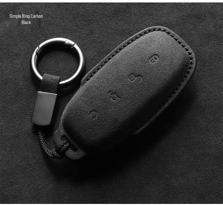 Full-Coverage Suede Key Case for BYD D9, N7, N8, and X with Side Snap Button
