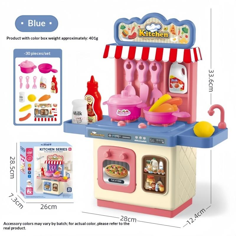 Kids Kitchen Playset Simulated Cooking Stove With Utensil Accessories Pretend Play Kitchen Toy Set For Toddlers Small Boys Girls