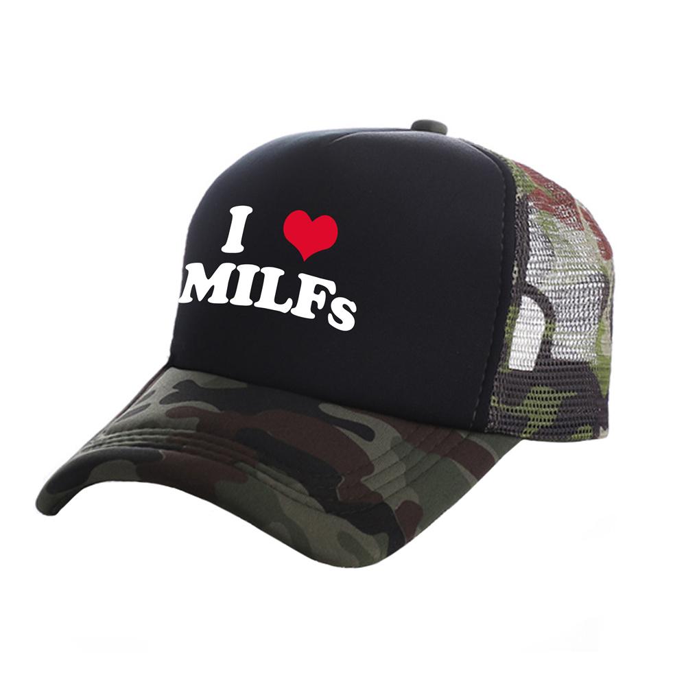 Amo le MILF Cappellini da camionista Unisex Divertenti Cappello con Umorismo Cappellino da baseball Fresco Estivo Rete Traspirante Unisex Cappellini MZ