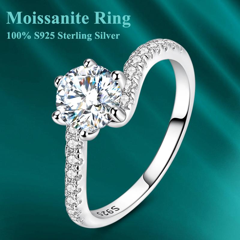 Genuine Moissanite Ring Design For Women Shining Wedding Eternity Bands Genuine Copper 1Ct Stone Match Timeless Jewelry Creation Present Choice