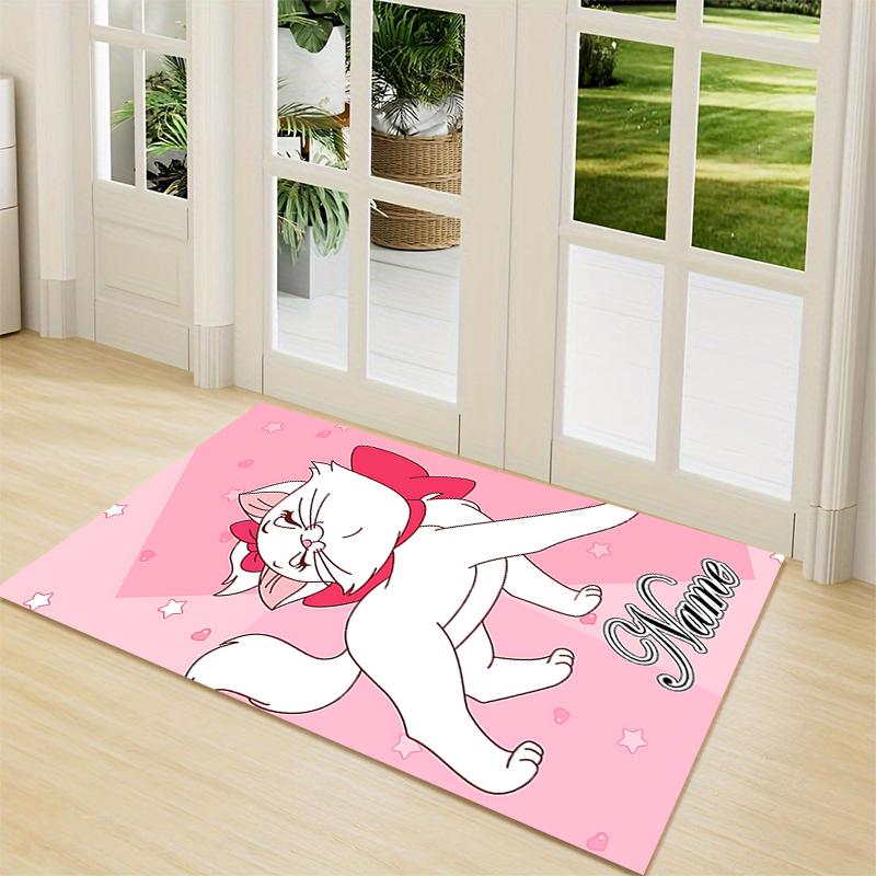 Custom Name Pink Aristocats Name Carpet Rug Customizable Soft Washable Anti-Slip Home Living Room Sofa Mats Personalized Rug. 0909417