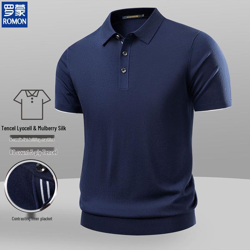

ROMON Men s Ice Silk Knitted Polo Shirt L