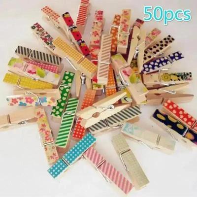 50 pezzi Clip in legno naturale resistente per foto, indumenti, mollette da bucato, clip per artigianato fai da te, clip per festa di matrimonio, decorazione per la casa