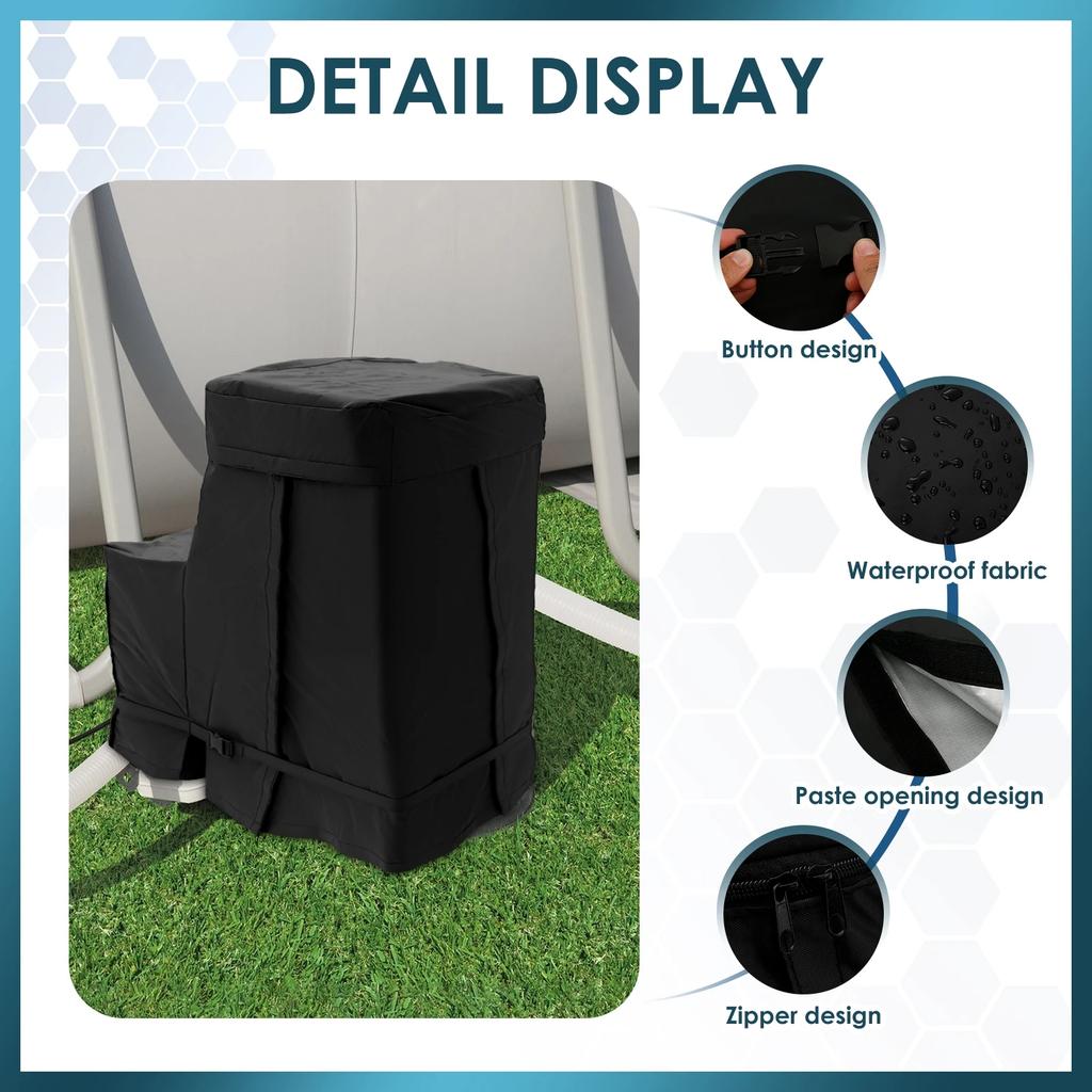 Pool Pump Cover,Waterproof Anti-UV Above Ground Pool Pump Cover, Tightly Strapped Pool Pump Cover For 4-16inch Filter Pump