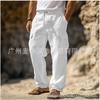 Herren Leinenhose Frühling Sommer Herbst Hose Mehrere Taschen Gerade Bequem Atmungsaktiv Vollständig Länge Outdoor Täglich