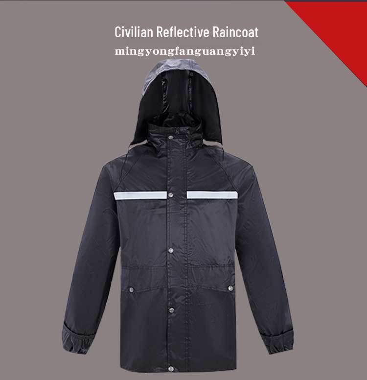 Black Reflective Raincoat & Pants for City Management and Emergency Riding