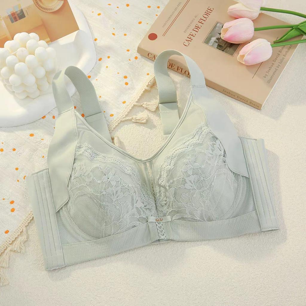 Full-cup Bra Women's Thin Anti-sagging Lace-gathering Bra Large-sized Underwear Push Up Bra