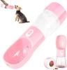 Protable Dog Cat Water Bottle For Walking/Hiking/Travel, Pets Outdoor Drinking & Feeding Dispenser (Pink)