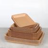 100pcs Disposable Kraft Paper Plates Rectangular Fresh Barbecue Snack Thickened Tray Fruit Household Biodegradable Paper Trays