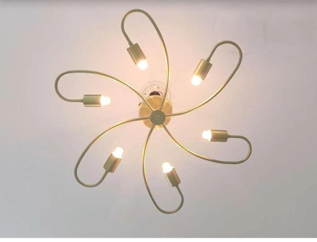 Elegant Ceiling Flush Mount Light Pendant Mid Century Modern Raw Brass Sputnik Chandelier Light Fixture