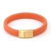 High Quality Multicolor Orange Leather Bracelet Stainless Steel Magnetic Buckle Stain Genuine Braided Leather Men Bracelet