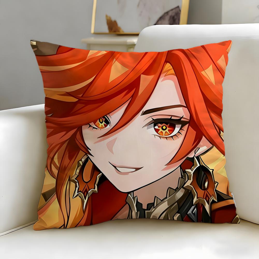 popular game character Mavuika Cushion Cover Soft & Easy-Wash Pillow Case – Versatile for Couch, Bed, Travel and Office