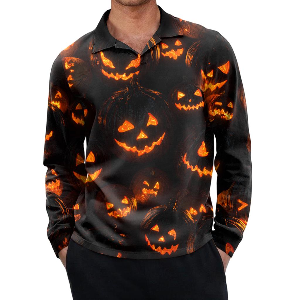 Men's Casual Retro Small V-neck Long-sleeved Top