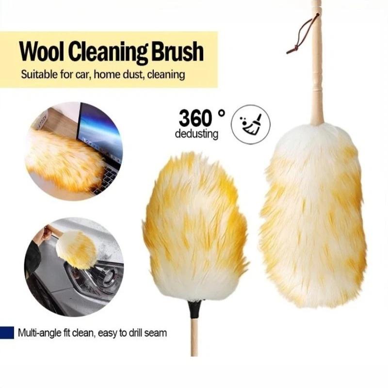Genuine Wool Duster Lint Free Dense Soft Fur Strong Dust Removal for Household Car Sofa Book Shelf Cleaning Use