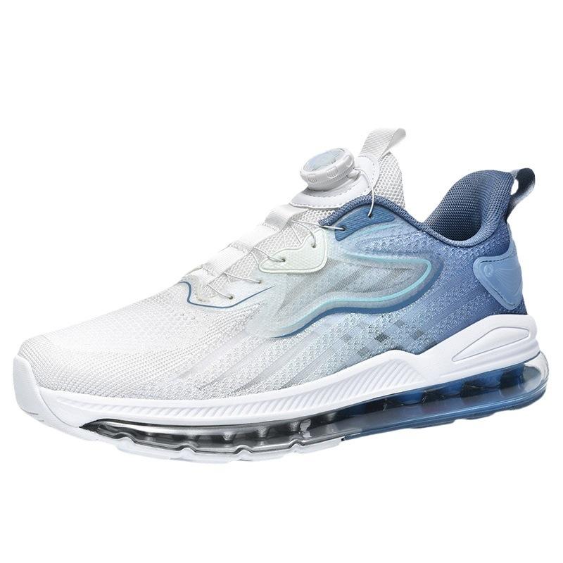 Extra large size fly-woven mesh men's shoes breathable rotating button running shoes teen students air cushion shock-absorbing sports shoes