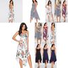 Fashion Summer Womens Sleeveless Vneck Dress With Irregular Printing And Strap Details