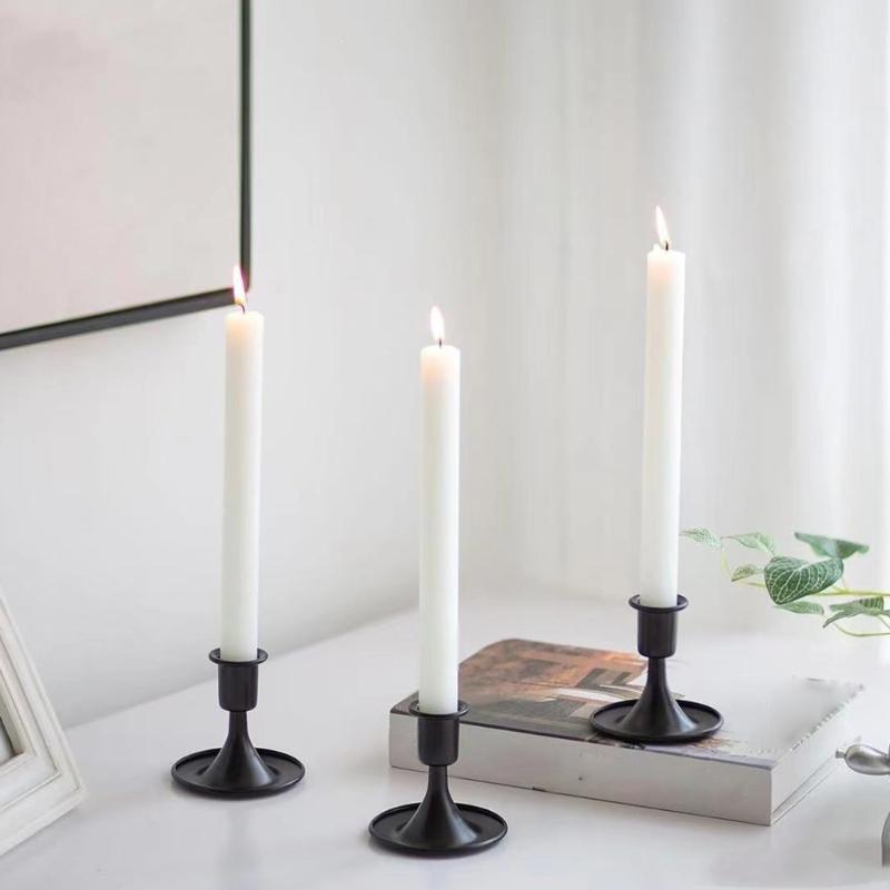 6pcs Elegant Black Candle Stands European Candle Holder Decoration for Living Room, Bedroom,Dining Room Special Occasion