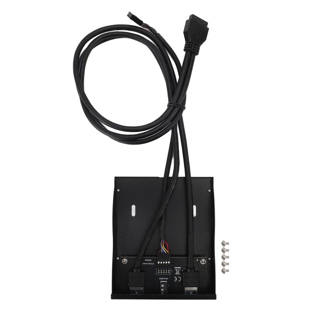 Floppy Panel 3.5in 19PIN to 2 Ports USB A 1 HD Sound Port Hub Metal Front Panel with Headphone