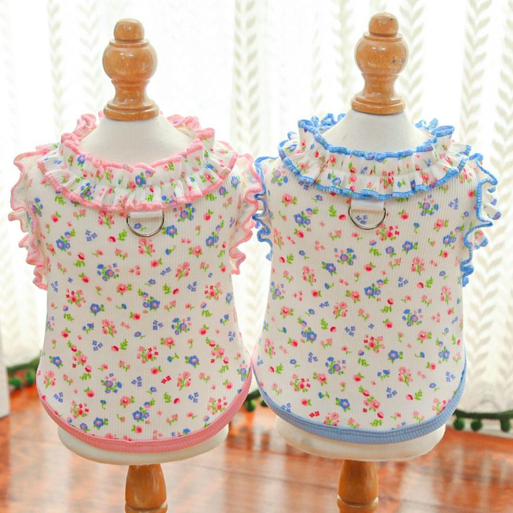 Breathable Puppy Floral Vest Soft Pet Summer Clothes Fashion Pet Princess Dress For Dogs and Cats