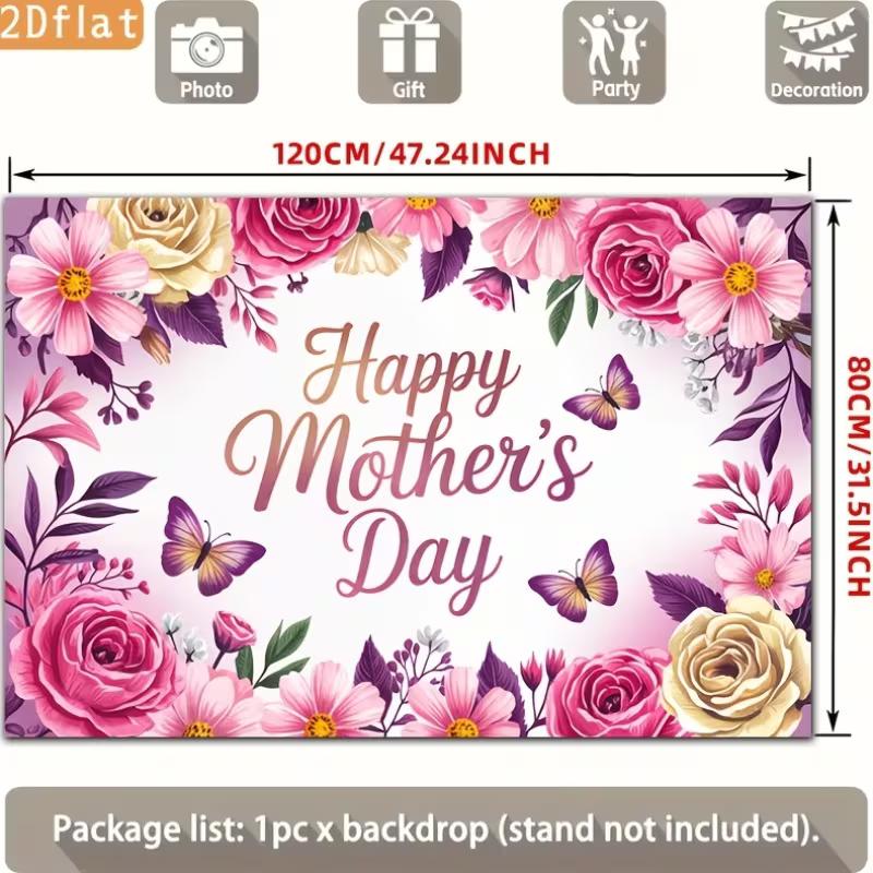 2D Happy Mother's Day Backdrop, Spring Flower Background for Mother's Day