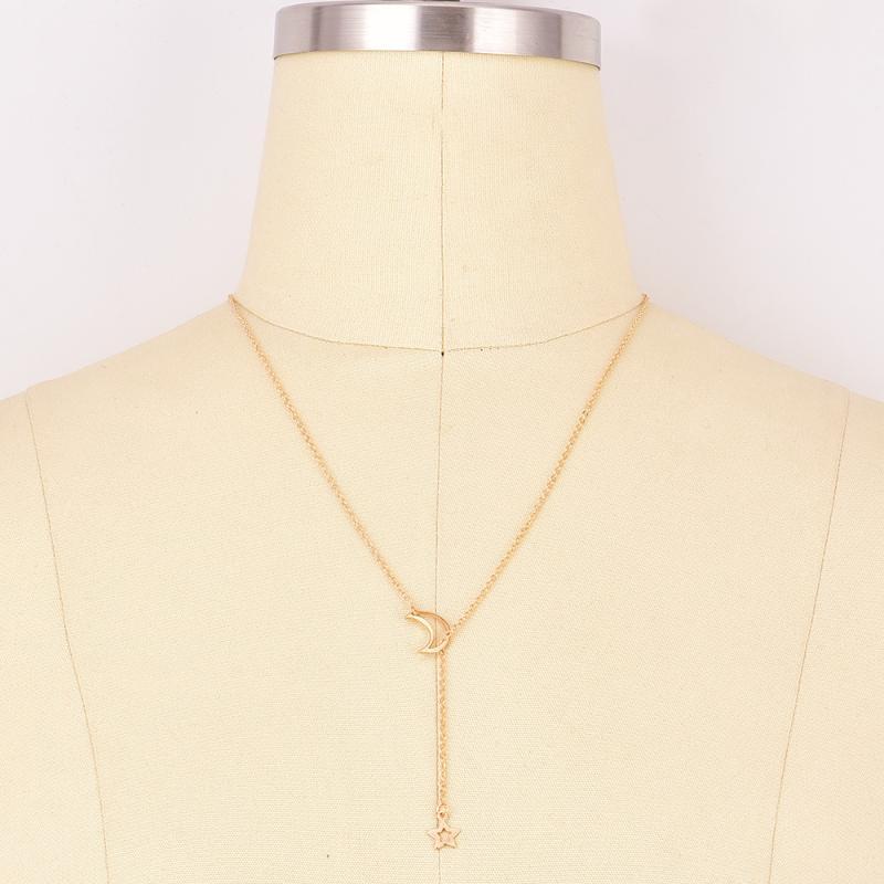 Stackable Moon Star Pendant Choker Necklace Trendy Ins Popular Jewelry for Women Daily Outfit Party Accessory