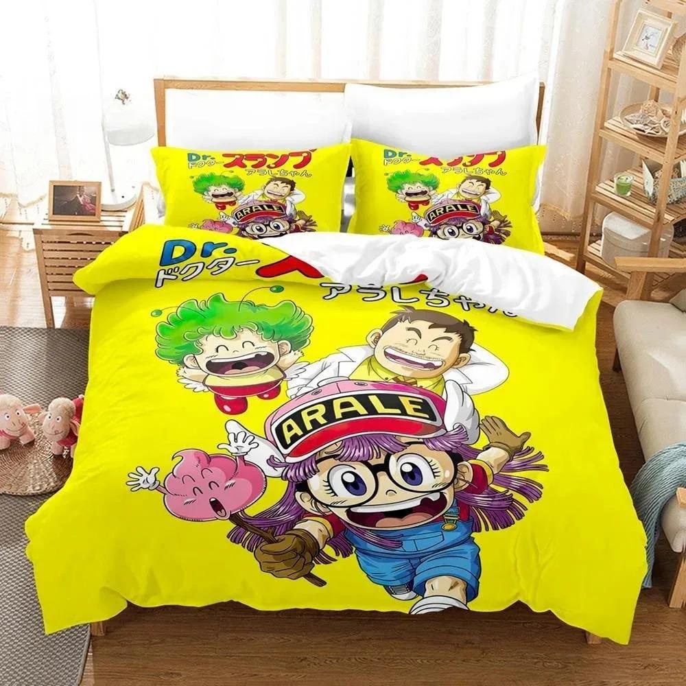 3D Cartoons Bed Sheet Set Kawaii Arale Bedding Set Single Twin Full Queen King Size Bed Set Adult Kid Bedroom Duvet Cover Sets