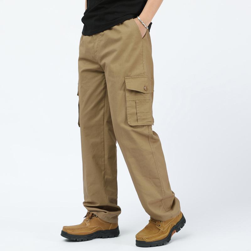 Spring & Autumn Multi-Pocket Loose Fit Casual Pants for Middle-Aged Men