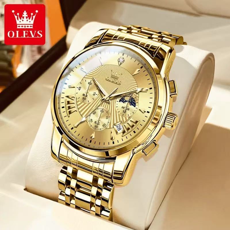 

Бренд OLEVS Мужские часы Многофункциональные модные кварцевые часы Новый стальной ремень Водонепроницаемые кварцевые часы