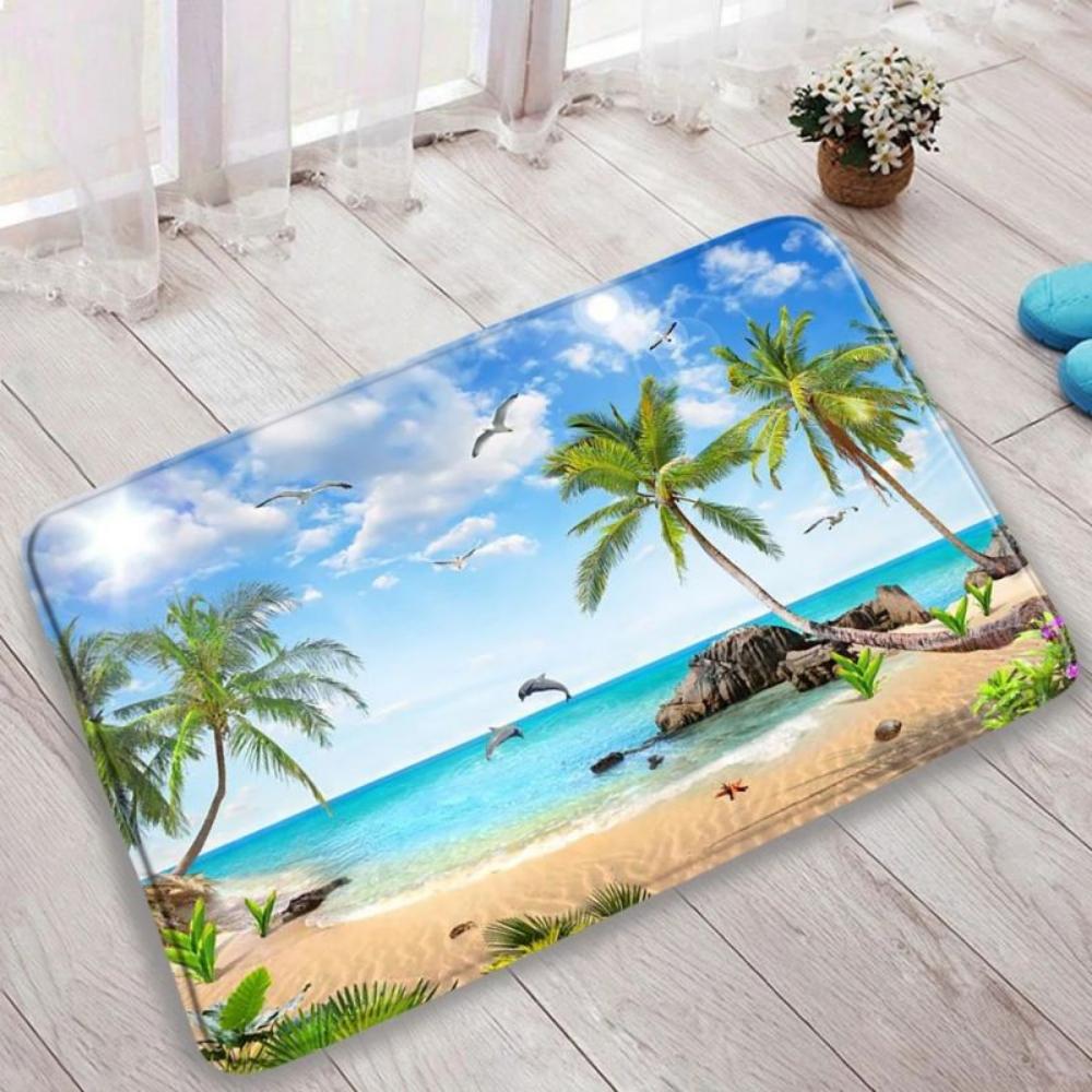 1pc Ocean Beach Landscape Door Mat NonSlip Rug Living Room Bedroom Kitchen Entrance Door Mat Inside Outside Durable