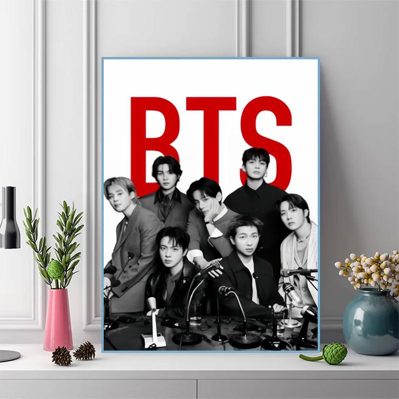 BTS POSTER 100% Round Full Drill 5D DIY Diamond Painting Embroidery Cross Stitch Rhinestone Décor