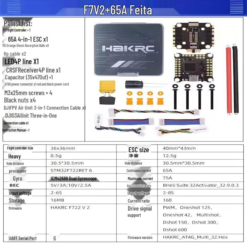 F722 V2 Flight Controller & 65A ESC Stack