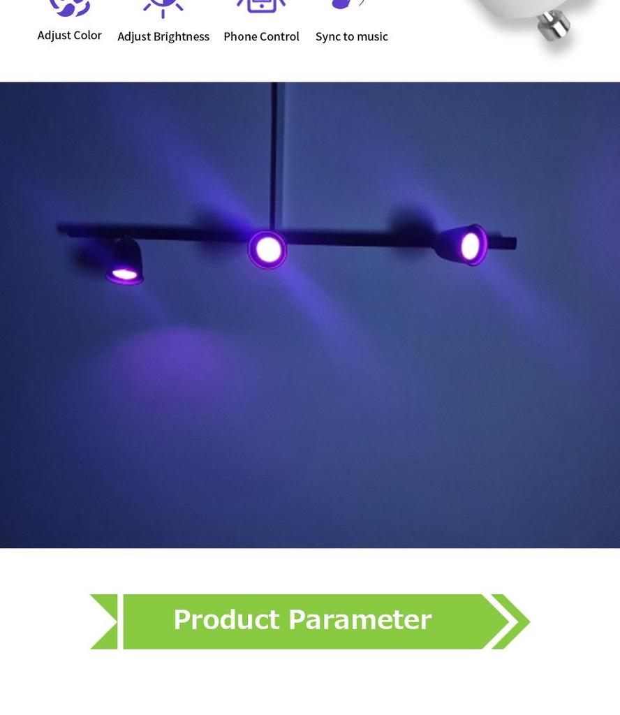 Tuya WiFi Smart GU10 RGBCW Dimmable Spotlight, Voice-Controlled with Alexa Compatibility.